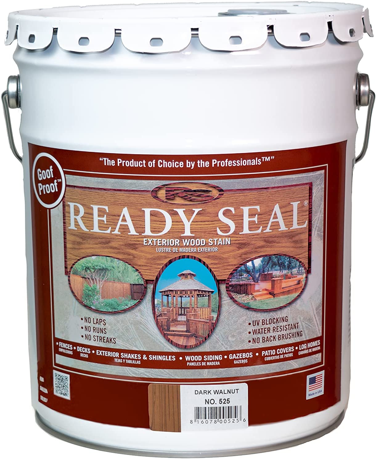 Ready Seal - Ready Seal Wood Stain and Sealer - Dark Walnut 525 - 5 Gallon  #READY-SEAL-DARK-WALNUT-5GL